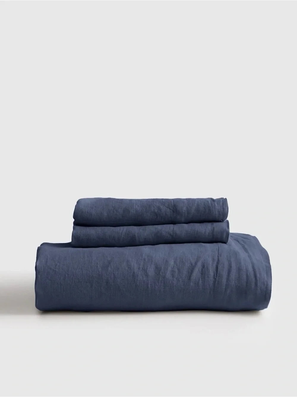 Full European Linen Fitted Sheet Set in Nightfall - $114